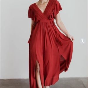 JENNIFER DARK BERRY DEEP V MAXI DRESS